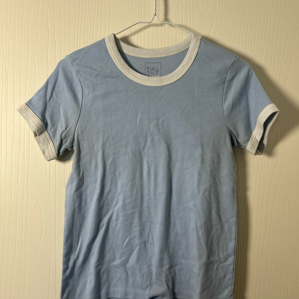 Full Tilt Blue and White Ringer T-Shirt